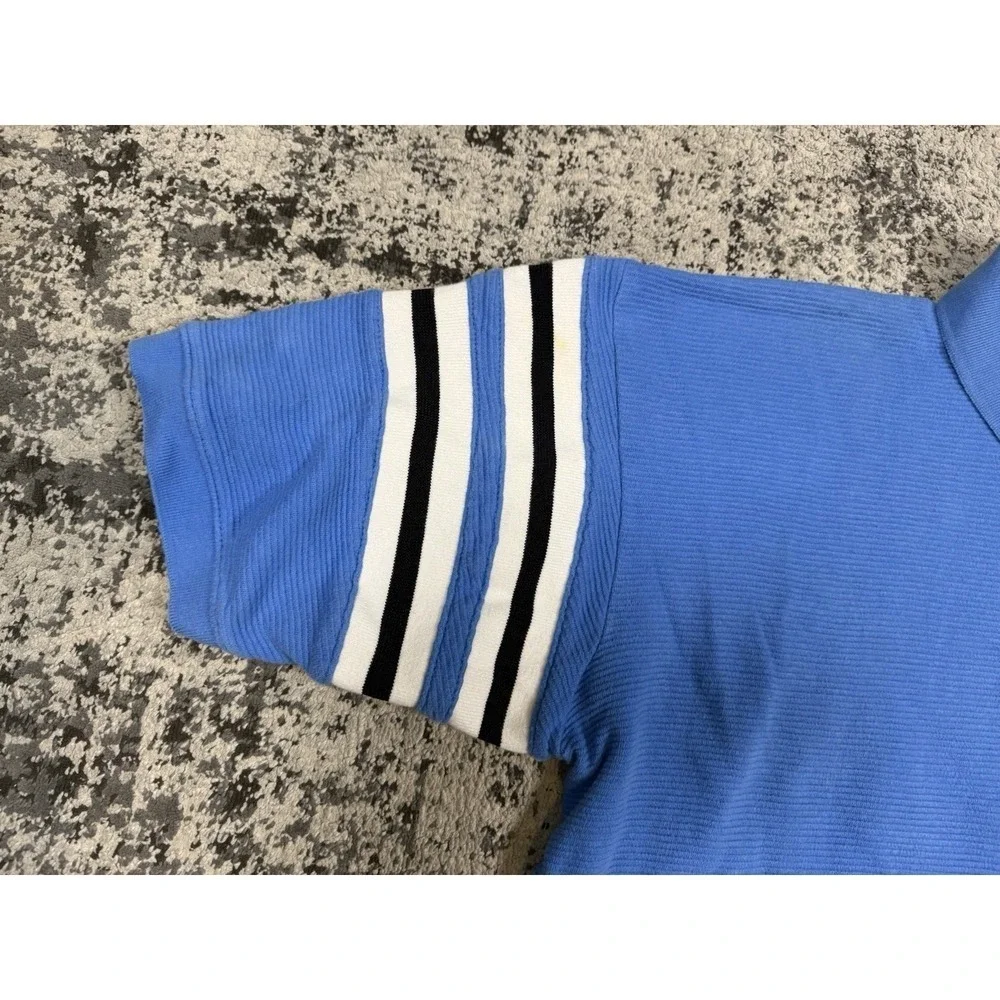 Vintage UNC Tar Heels Polo Mens Large Carolina Blue Striped Sleeve